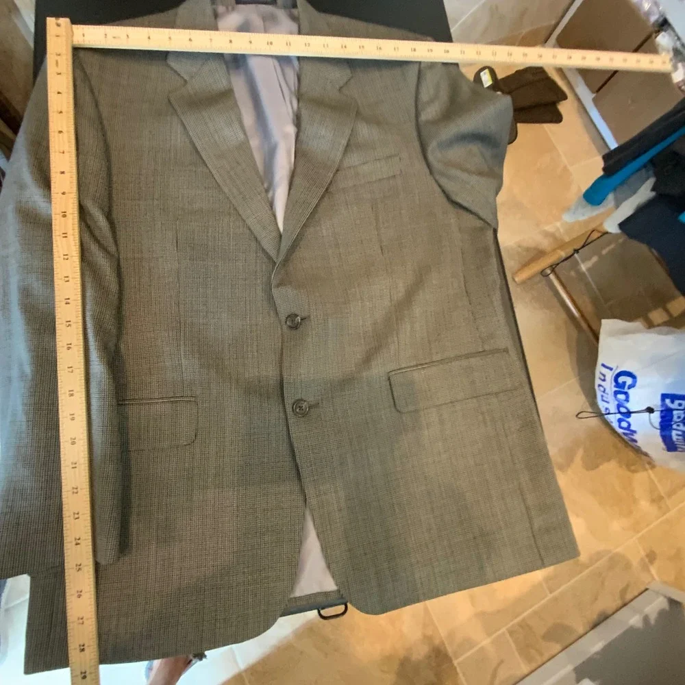 Ralph Lauren Men's Blazer Sport Coat Gray Houndstooth Two Button Size 42R‎